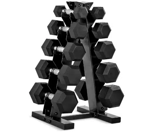 CAP Barbell Rubber Dumbbell Set with Rack